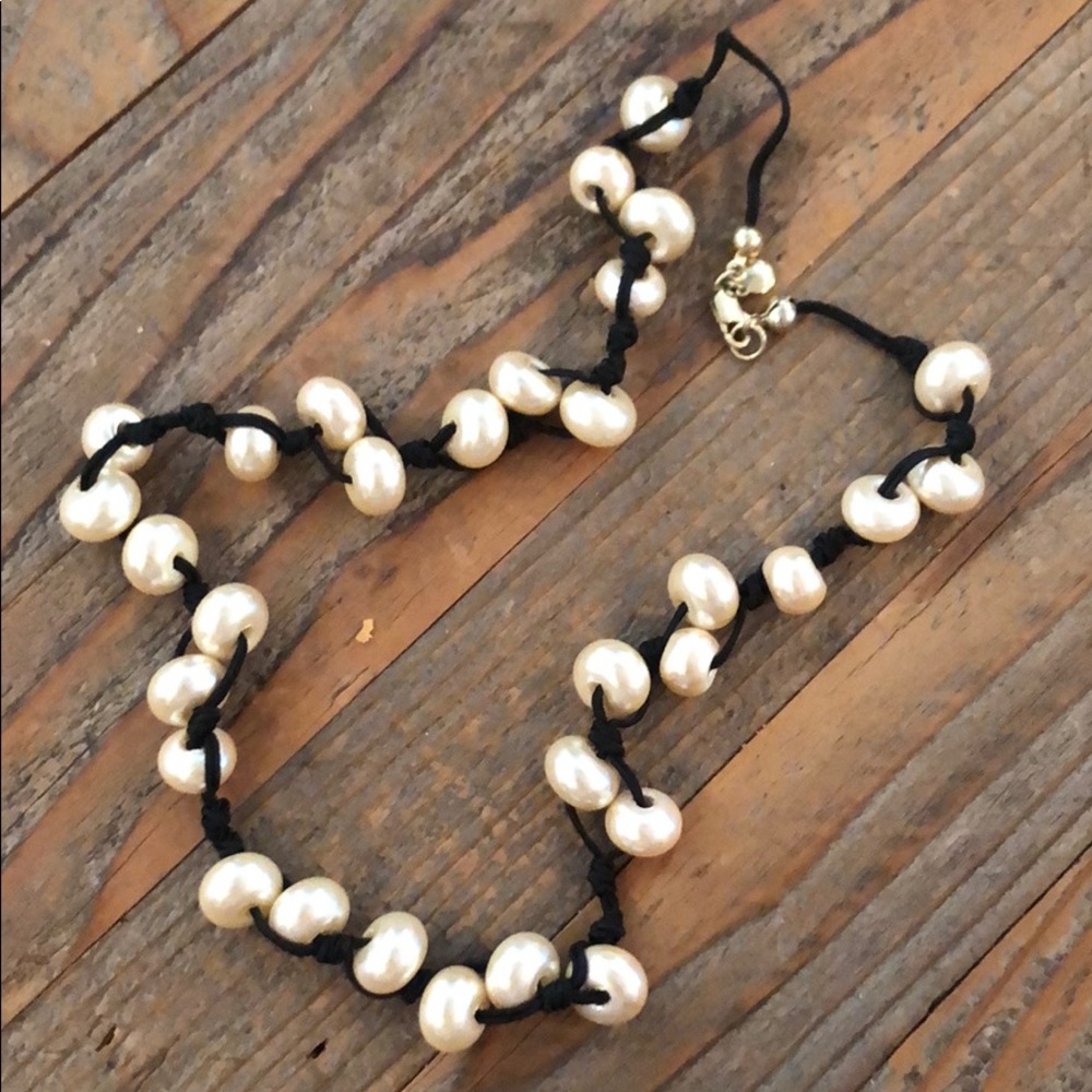 j crew giant pearl w/ cord necklace